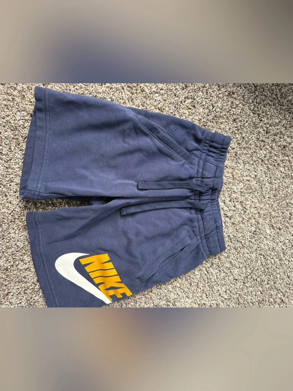 Nike Kids Navy Sweat Joggers with Yellow Logo